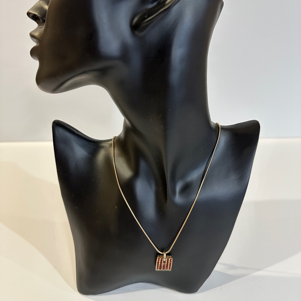 Red Crystal Pendant Gold Necklace